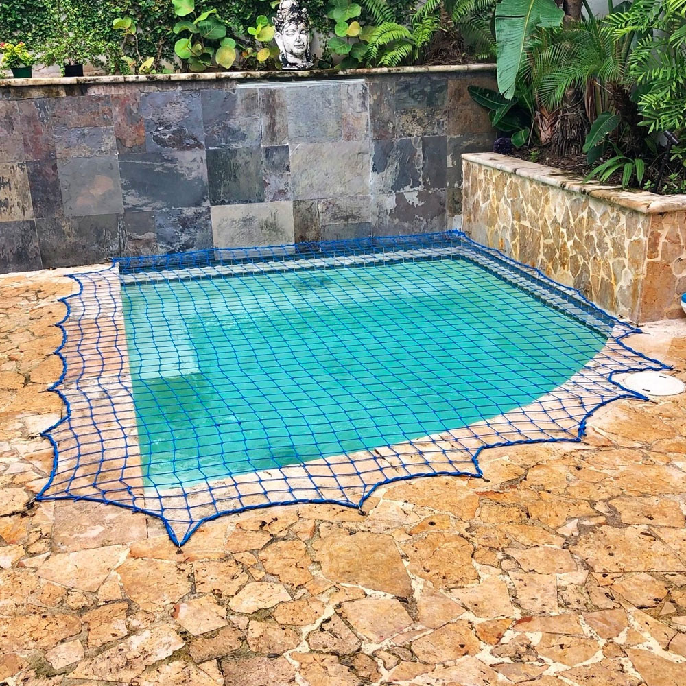 Pool covered by a safety net